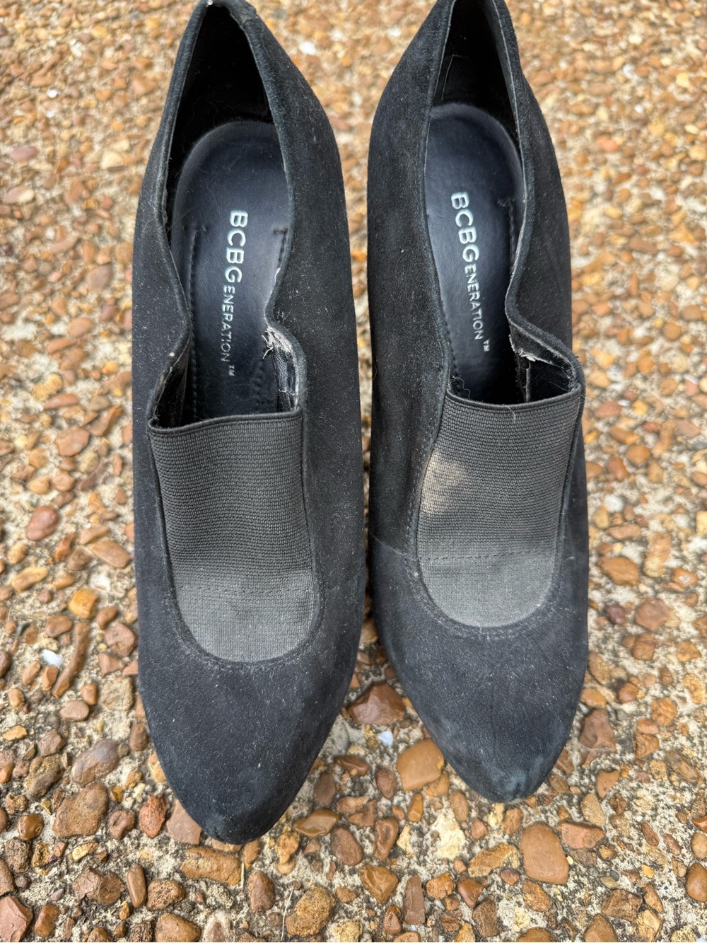 BCBGeneration Black Suede Slip-On Pointed Toe Pumps